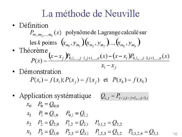 La méthode de Neuville • Définition • Théorème • Démonstration • Application systématique 16