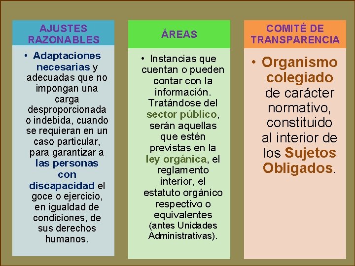 AJUSTES RAZONABLES • Adaptaciones necesarias y adecuadas que no impongan una carga desproporcionada o