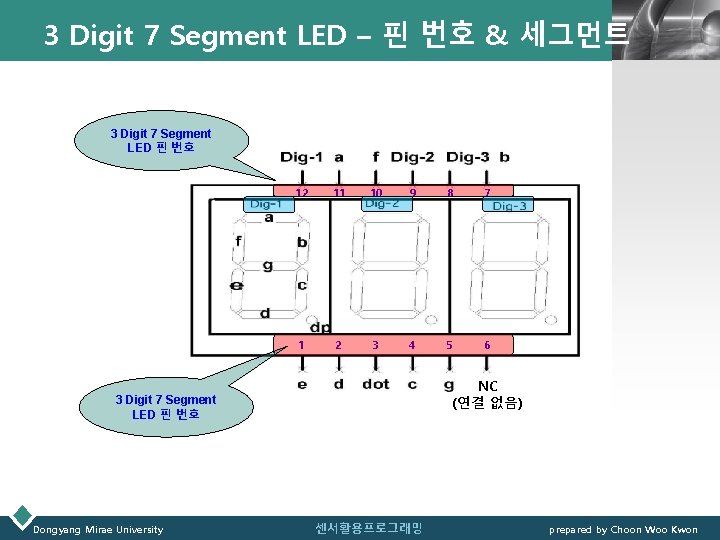 3 Digit 7 Segment LED – 핀 번호 & 세그먼트 LOGO 3 Digit 7
