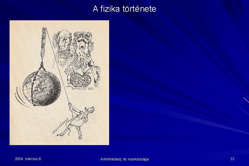 A fizika története 2004. március 8. Arkhimédesz és munkássága 32 