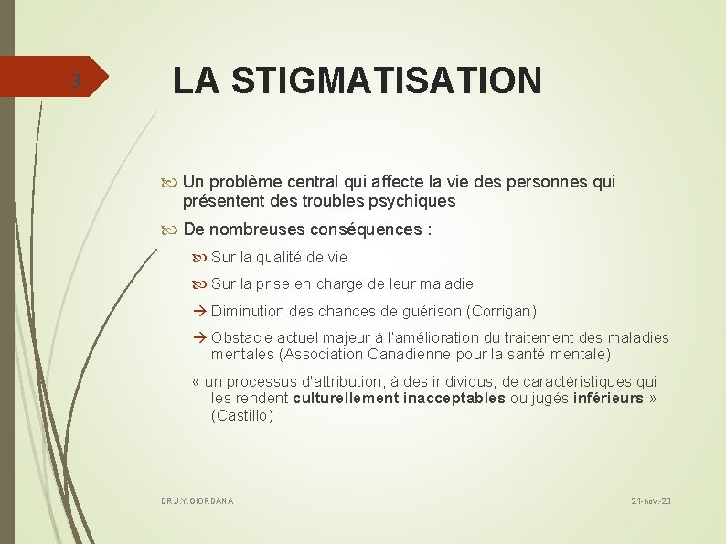 3 LA STIGMATISATION Un problème central qui affecte la vie des personnes qui présentent