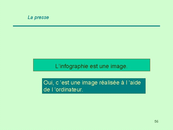 La presse L’infographie est une image. Oui, c ’est une image réalisée à l