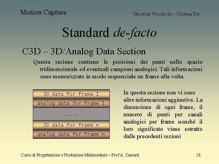 Motion Capture Christian Vecchiola – Cristina Frà Standard de-facto C 3 D – 3