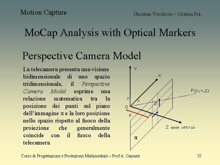 Motion Capture Christian Vecchiola – Cristina Frà Mo. Cap Analysis with Optical Markers Perspective