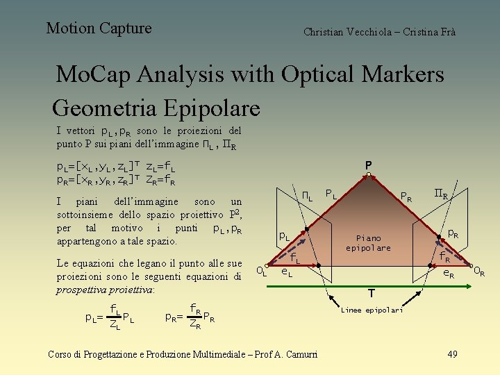 Motion Capture Christian Vecchiola – Cristina Frà Mo. Cap Analysis with Optical Markers Geometria
