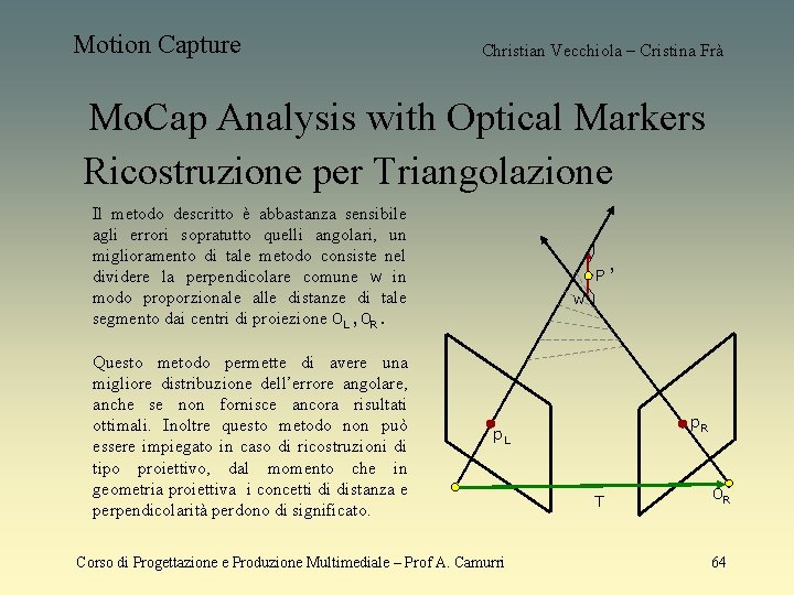 Motion Capture Christian Vecchiola – Cristina Frà Mo. Cap Analysis with Optical Markers Ricostruzione