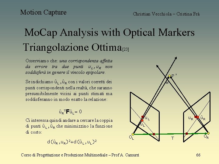 Motion Capture Christian Vecchiola – Cristina Frà Mo. Cap Analysis with Optical Markers Triangolazione