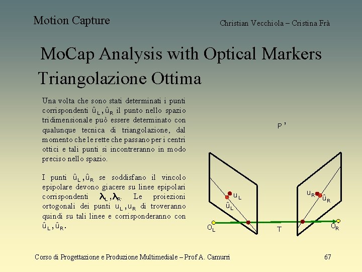 Motion Capture Christian Vecchiola – Cristina Frà Mo. Cap Analysis with Optical Markers Triangolazione