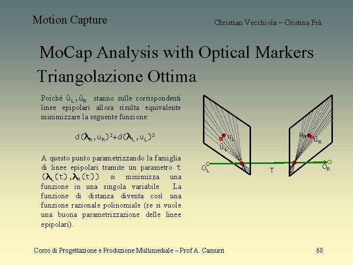 Motion Capture Christian Vecchiola – Cristina Frà Mo. Cap Analysis with Optical Markers Triangolazione