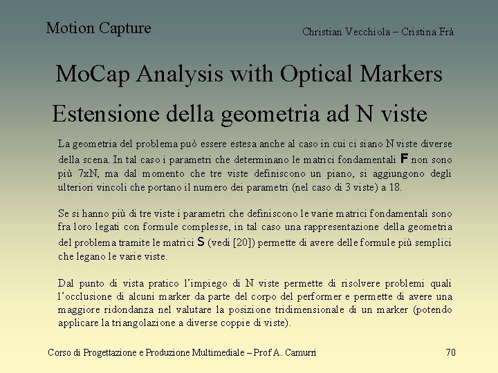 Motion Capture Christian Vecchiola – Cristina Frà Mo. Cap Analysis with Optical Markers Estensione