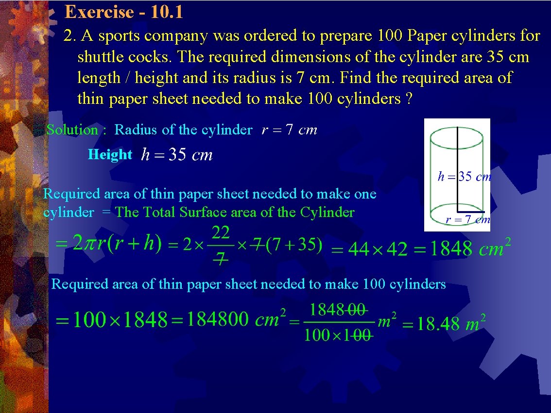 Exercise - 10. 1 2. A sports company was ordered to prepare 100 Paper