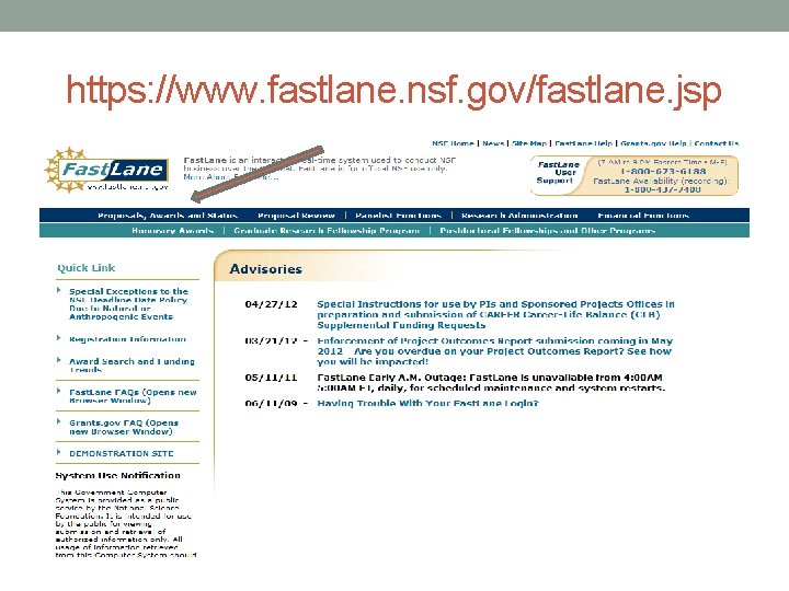 https: //www. fastlane. nsf. gov/fastlane. jsp 