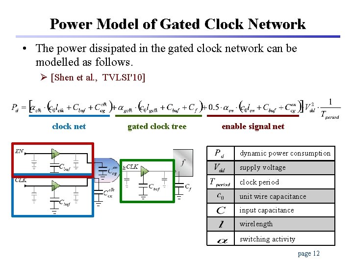 Power Model of Gated Clock Network • The power dissipated in the gated clock