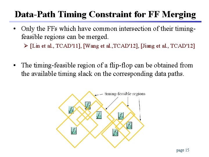 Data-Path Timing Constraint for FF Merging • Only the FFs which have common intersection