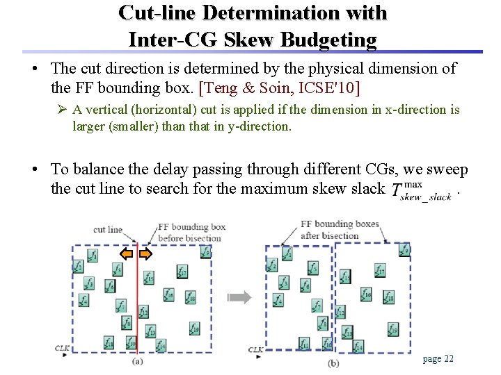 Cut-line Determination with Inter-CG Skew Budgeting • The cut direction is determined by the