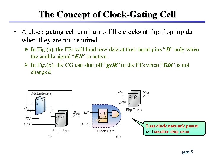 The Concept of Clock-Gating Cell • A clock-gating cell can turn off the clocks