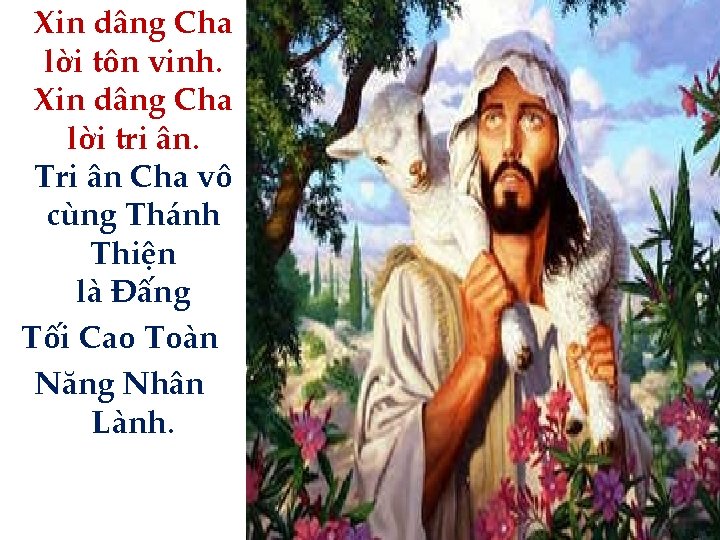 Xin dâng Cha lời tôn vinh. Xin dâng Cha lời tri ân. Tri ân