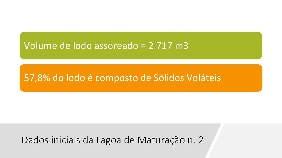 Volume de lodo assoreado = 2. 717 m 3 57, 8% do lodo é