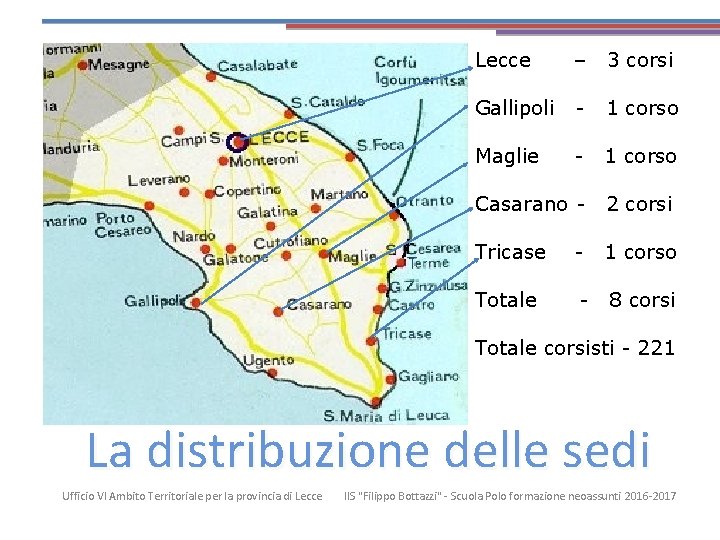 Lecce – 3 corsi Gallipoli - 1 corso Maglie - 1 corso Casarano -