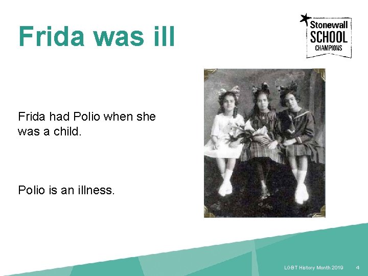 Frida was ill Frida had Polio when she was a child. Polio is an