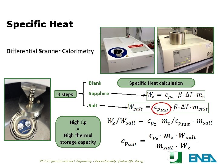 Specific Heat Differential Scanner Calorimetry Blank 3 steps Specific Heat calculation Sapphire Salt High