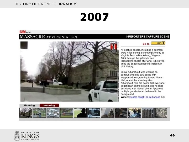 HISTORY OF ONLINE JOURNALISM 2007 49 