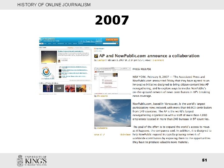 HISTORY OF ONLINE JOURNALISM 2007 51 