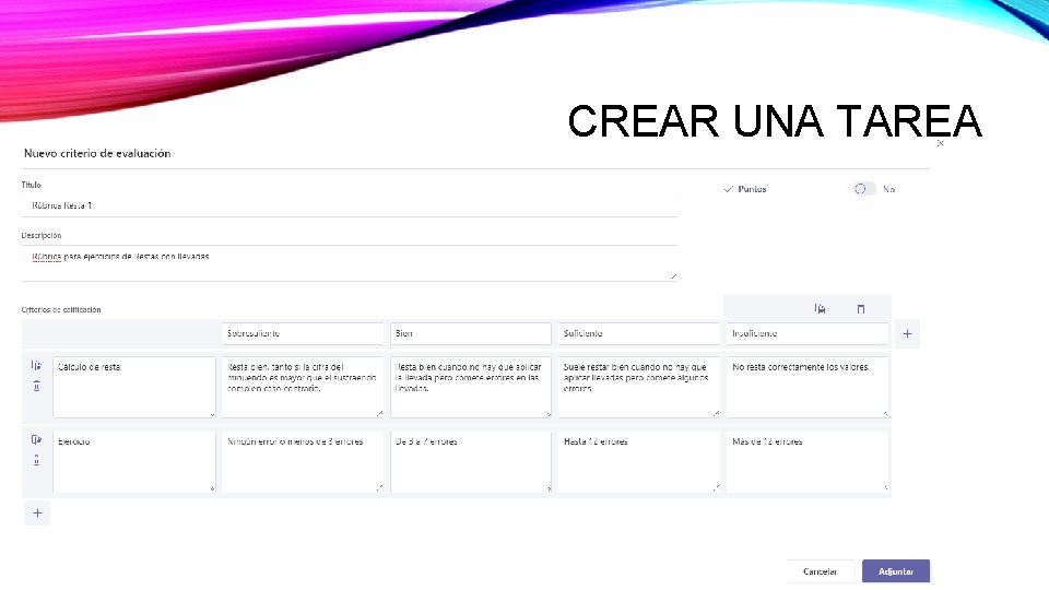 CREAR UNA TAREA CREAR UNA TAREA