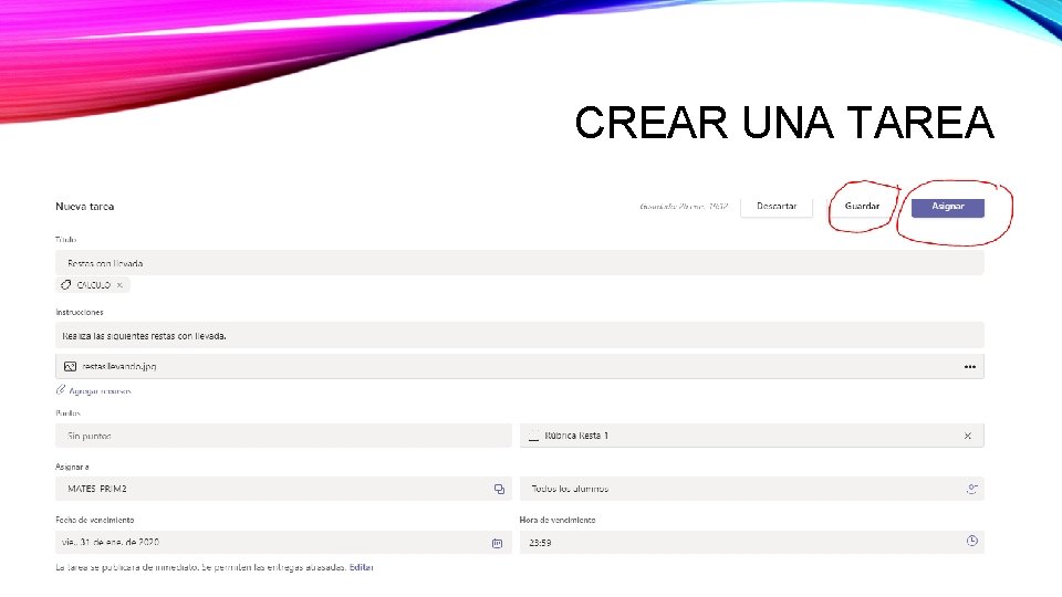 CREAR UNA TAREA CREAR UNA TAREA