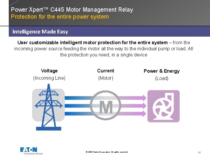 Power Xpert™ C 445 Motor Management Relay Protection for the entire power system Intelligence