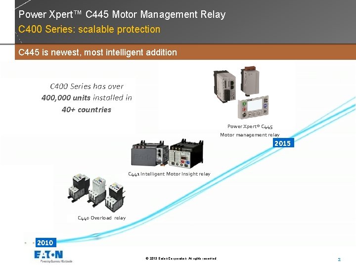 Power Xpert™ C 445 Motor Management Relay C 400 Series: scalable protection C 445