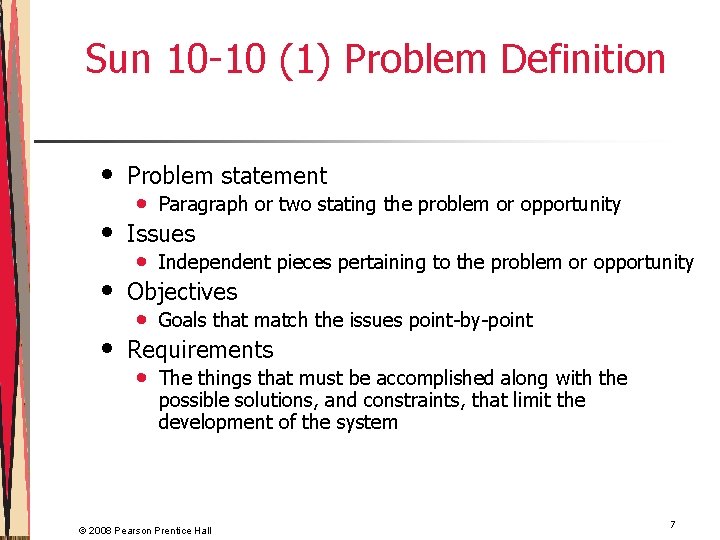 Sun 10 -10 (1) Problem Definition • • Problem statement • Paragraph or two
