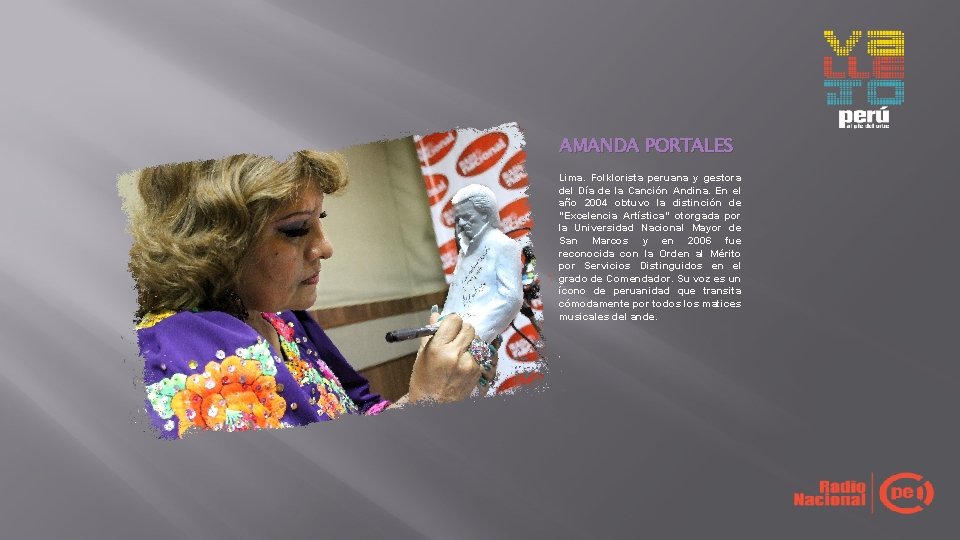 AMANDA PORTALES Lima. Folklorista peruana y gestora del Día de la Canción Andina. En AMANDA PORTALES Lima. Folklorista peruana y gestora del Día de la Canción Andina. En