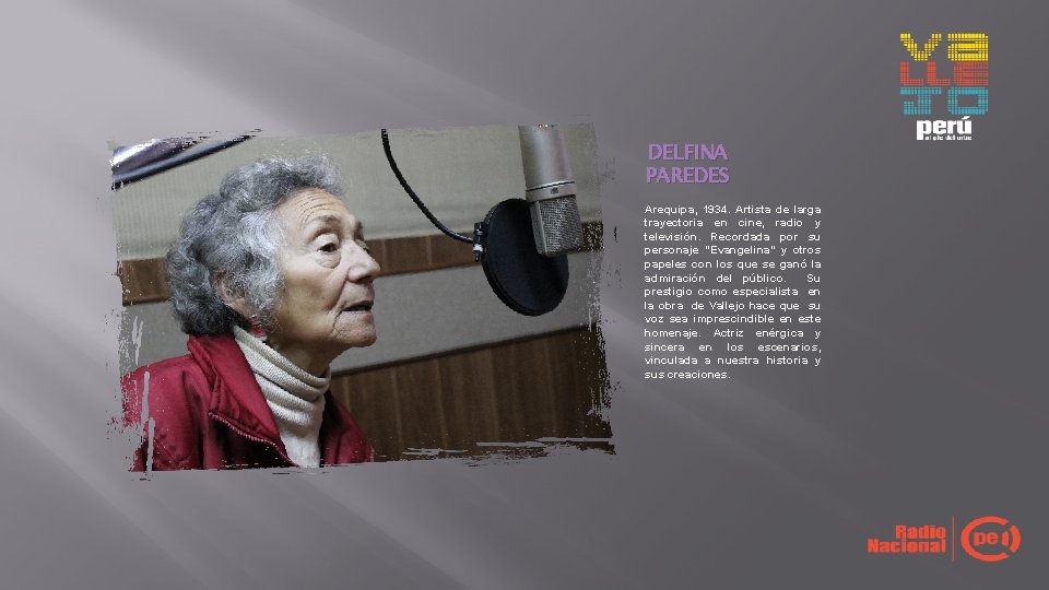 DELFINA PAREDES Arequipa, 1934. Artista de larga trayectoria en cine, radio y televisión. Recordada DELFINA PAREDES Arequipa, 1934. Artista de larga trayectoria en cine, radio y televisión. Recordada