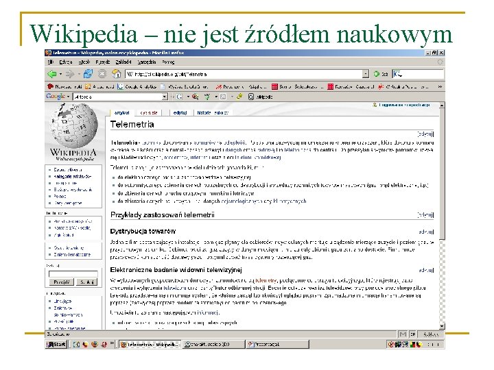 Wikipedia – nie jest źródłem naukowym 