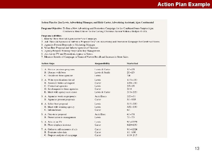 Action Plan Example 13 