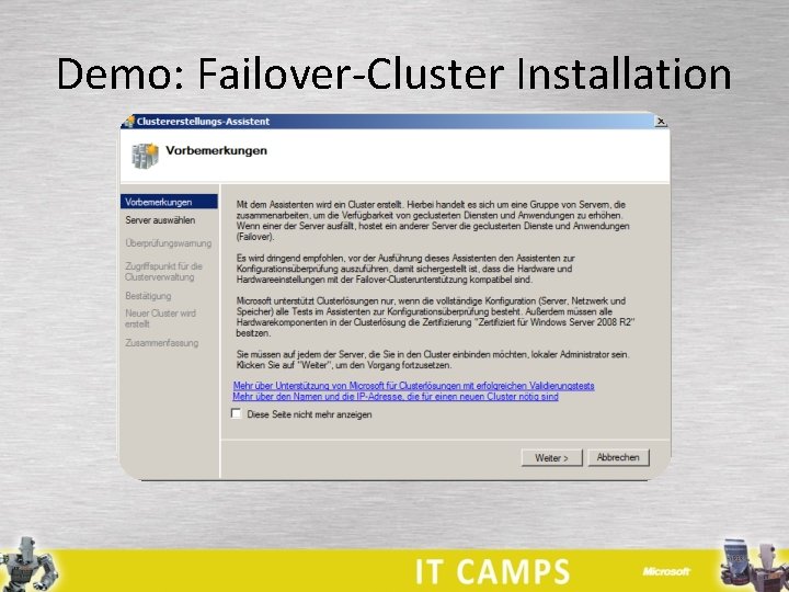 Demo: Failover-Cluster Installation 