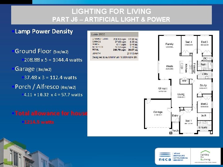 LIGHTING FOR LIVING PART J 6 – ARTIFICIAL LIGHT & POWER • Lamp Power