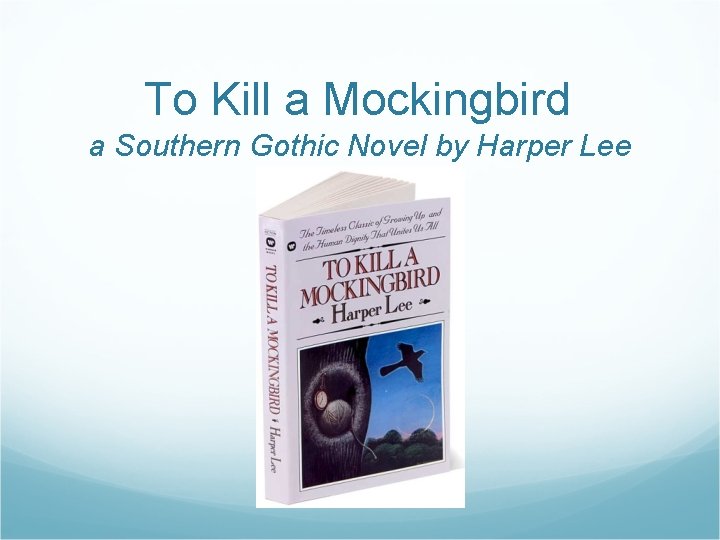 To Kill a Mockingbird a Southern Gothic Novel by Harper Lee 