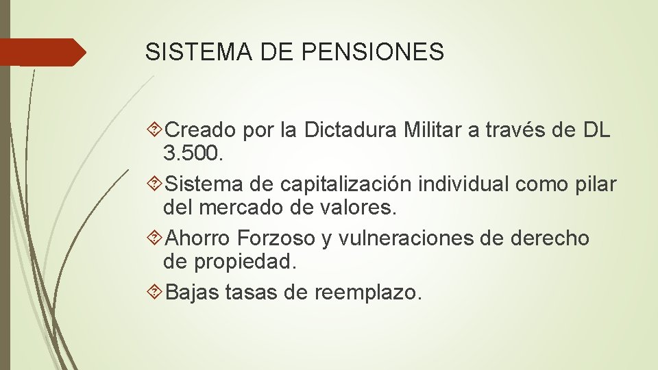 SISTEMA DE PENSIONES Creado por la Dictadura Militar a través de DL 3. 500.