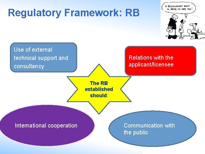 Regulatory Framework: RB Use of external technical support and consultancy Relations with the applicant/licensee