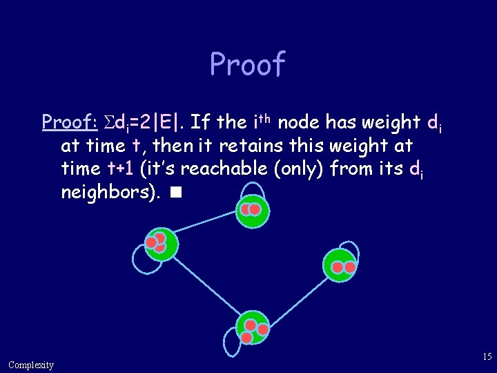 Proof: di=2|E|. If the ith node has weight di at time t, then it