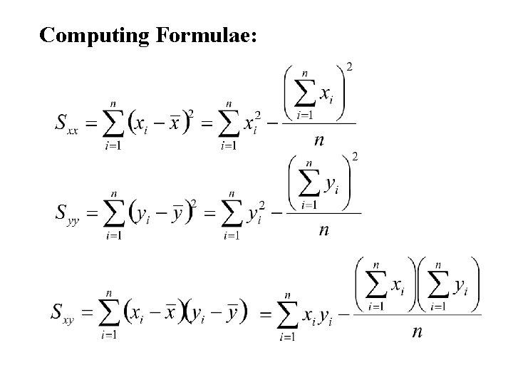 Computing Formulae: 