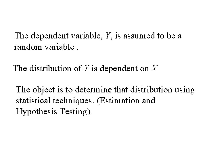 The dependent variable, Y, is assumed to be a random variable. The distribution of