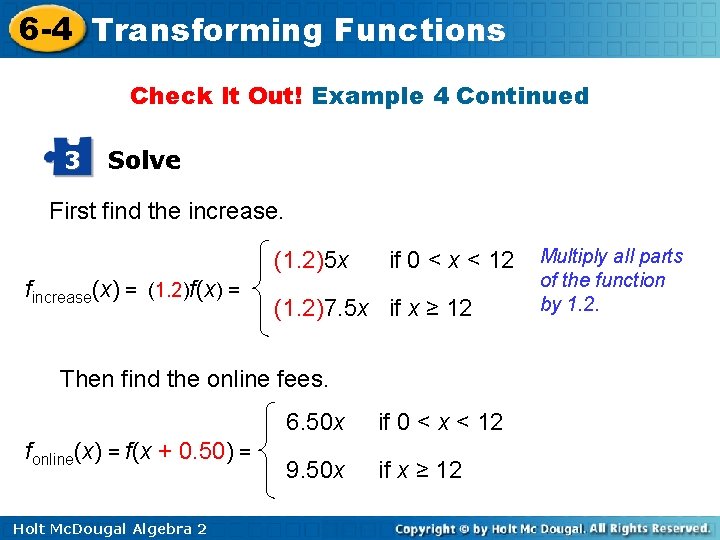 6 -4 Transforming Functions Check It Out! Example 4 Continued 3 Solve First find 6 -4 Transforming Functions Check It Out! Example 4 Continued 3 Solve First find