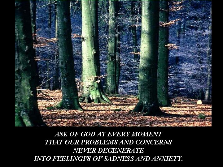 ASK OF GOD AT EVERY MOMENT THAT OUR PROBLEMS AND CONCERNS NEVER DEGENERATE INTO ASK OF GOD AT EVERY MOMENT THAT OUR PROBLEMS AND CONCERNS NEVER DEGENERATE INTO