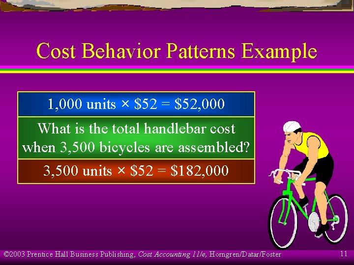 Cost Behavior Patterns Example 1, 000 units × $52 = $52, 000 What is