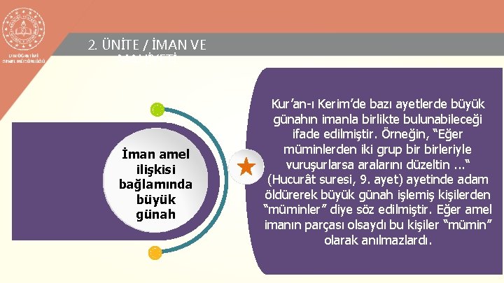 2. ÜNİTE / İMAN VE MAHİYETİ İman amel ilişkisi bağlamında büyük günah Kur’an-ı Kerim’de