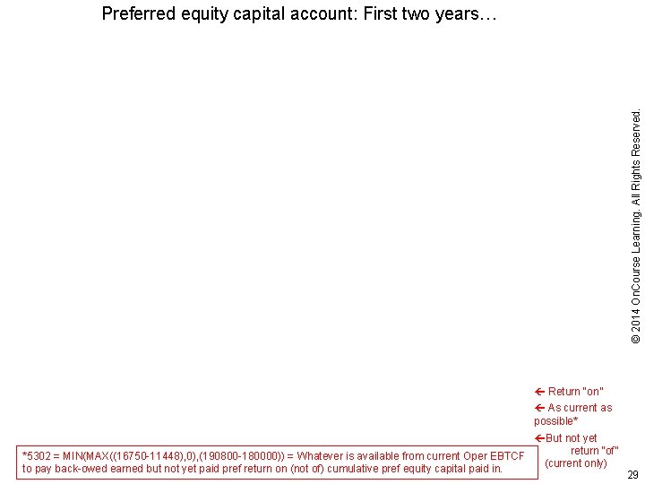 © 2014 On. Course Learning. All Rights Reserved. Preferred equity capital account: First two