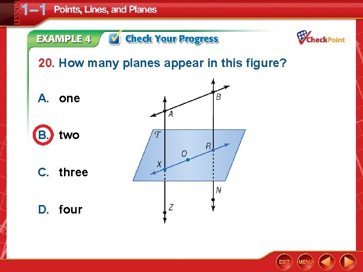20. How many planes appear in this figure? A. one B. two C. three
